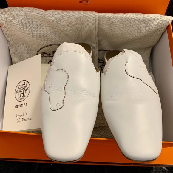 Hermes Tangeria Mules White Sz 36 - Picture 2 of 5